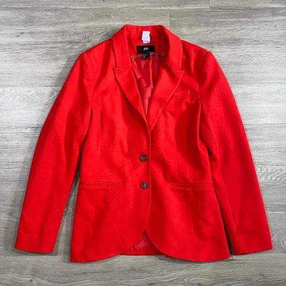 H&M Women's Red Blazer Jacket Casual Business Work cons - Picture 1 of 3
